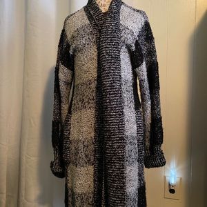 Long Buffalo Plaid Sweater XL Cardigan